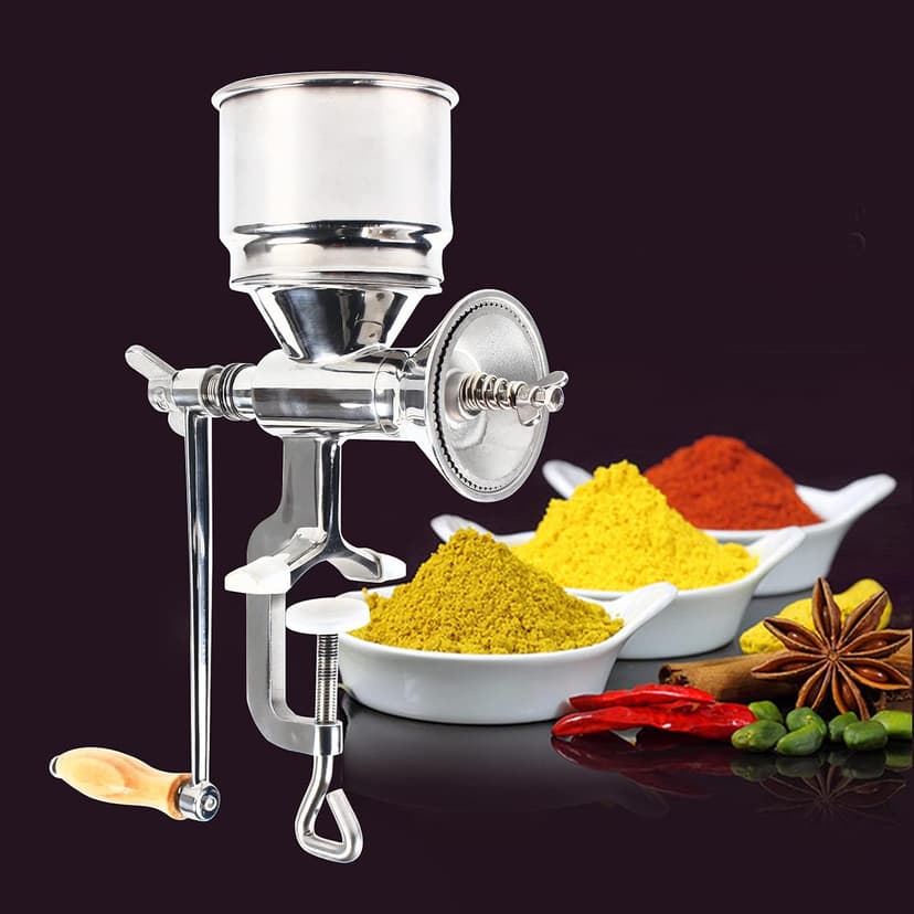 Manual Grain Mill, Stainless Steel Hand Crank Pet Feed Grain Rice Coffee Wheat Corn Spice Milling Grinding Machine, for Kitchen Home Commercial Use