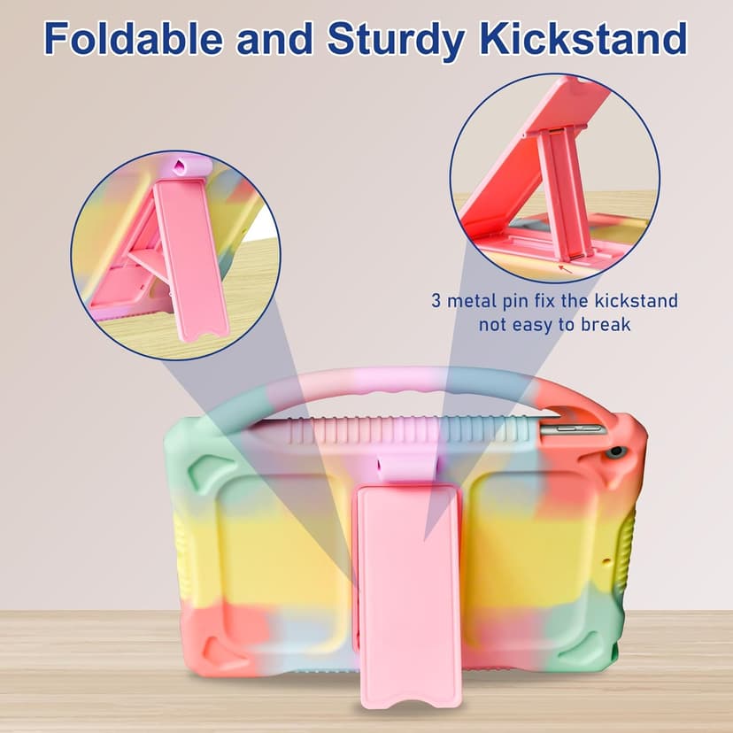 Kids Case for iPad 9th 8th 7th Generation,Shockproof Silicone Kids Cover for iPad 10.2 2021/2020/2019 with Handle Stand for New Apple iPad 10.2 inch(Rainbow)