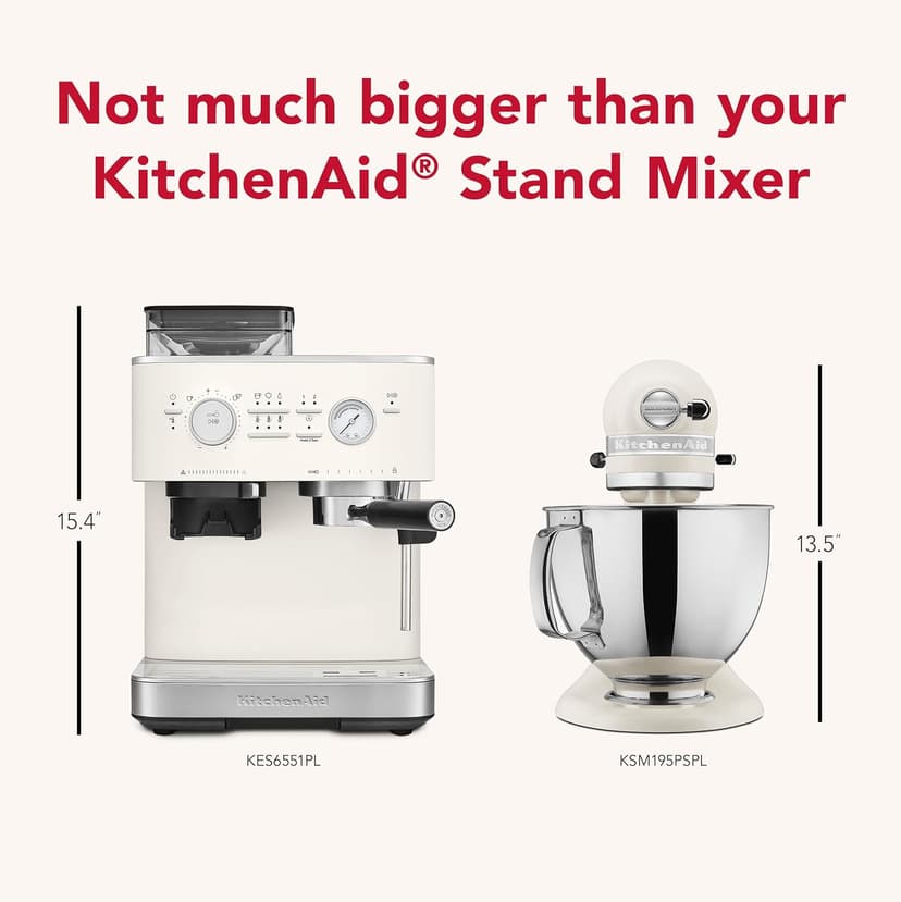 KitchenAid Semi Automatic Espresso Machine with Burr Grinder, KES6551, Porcelain White