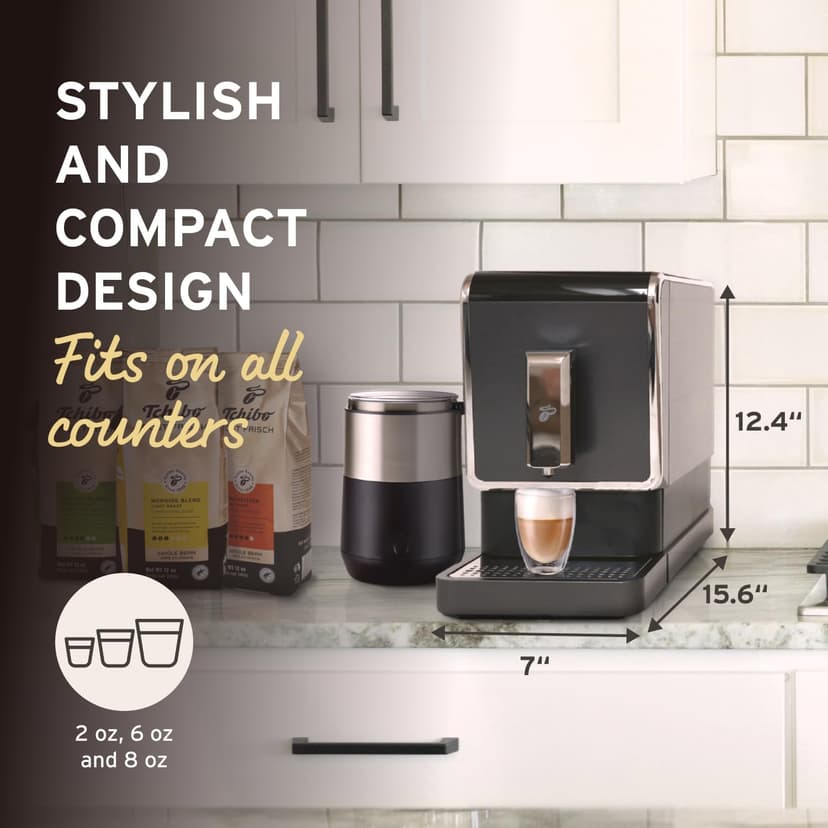 Tchibo Automatic Espresso & Coffee Machine Bundle with Built-in Grinder, Comes With 3 x 12 oz. Bags of Whole Bean Coffee, Red