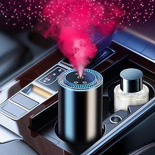 Smart Car Air Freshener Diffuser with Starry Sky Projection and 50ml Perfume, 3 Mode Adjustable Rechargeable Car Aroma Diffuser,Auto On/Off Intelligent,Cologne