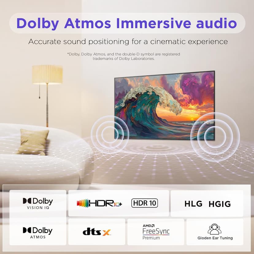 55-Inch Class QLED 4K Smart TV, Ultra-Slim Design Picture TV, 144Hz, HDR, Art Mode w/AI Art, Wide Color Gamut, Dolby Vision IQ, Dolby Atmos, Google Assistant Voice Remote(55F75, 2025 Model)