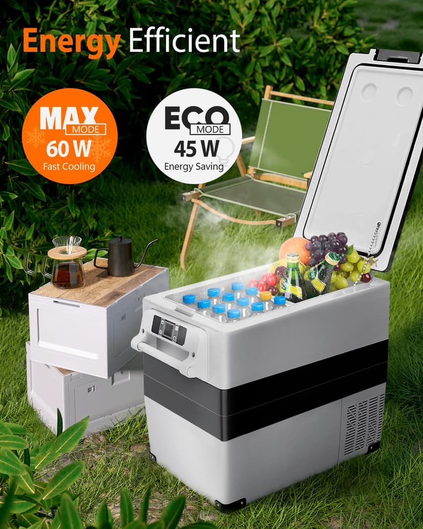 Car Fridge Portable 12 Volt Refrigerator - 58 Quart(55L) Electric Cooler with AC/DC for Truck RV Van Camper, Car Refrigerator Freezer for Camping Boat Travel, APP Control, -4~68°F