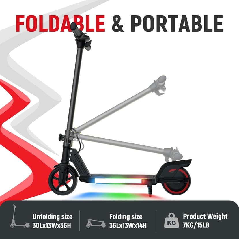 Foldable Electric Scooter for Kids, with Bright Front LED Lights,Shining Pedal Lights, LED Display, Dual Brakes 150W Motor Kids Electric Scooter, UL2272 Certified