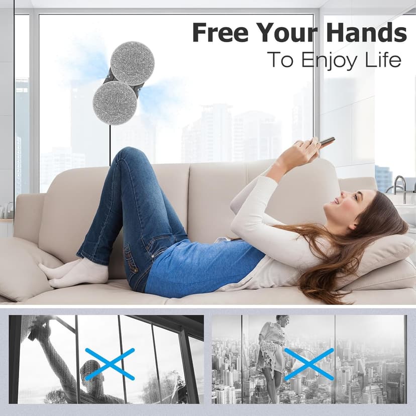 S6 Window Cleaner Robot with Leather Belt Dual Water Spray 3500Pa Houshold Window Cleaning Robot with AI Path Planning Low Noise Glass Cleaning Robot for Frame/Frameless Glass