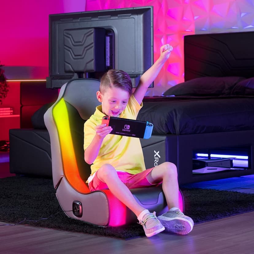 X Rocker Cosmos RGB Floor Rocker - LED Gaming Chair for Comfortable & Immersive Gaming - Chair with Gaming System Compatibility & Easy Setup - Integrated Speakers & RGB Lighting