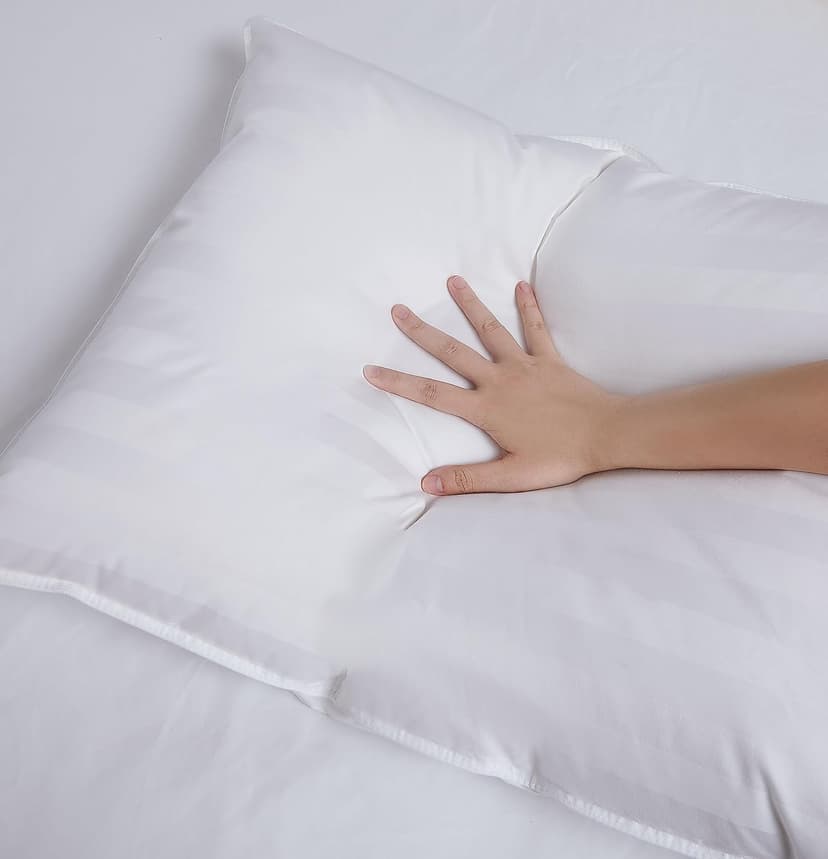 DOWNLITE Down Extra Thin, Flat & Soft Pillow for Stomach Sleepers (Hypoallergenic) (Standard/Queen)