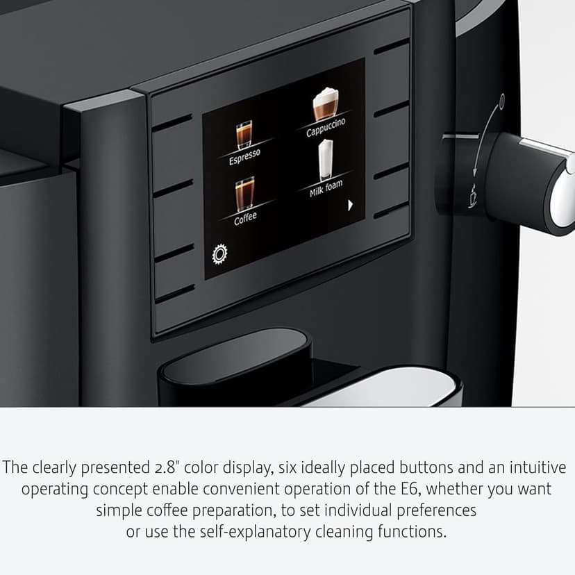 Jura 15622 E6 Automatic, Cost-Efficient Espresso Machine with Easy Cappuccino Function (Piano Black) Bundle with Milk Container, Cleaning Tablets, Filter Cartridge, and Milk System Cleaner (5 Items)