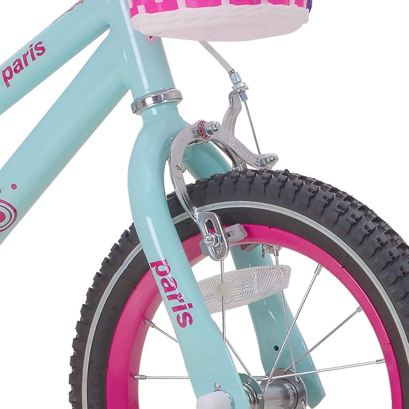 JOYSTAR Paris Girls Bike for Ages 3-8 Years Old, 14 16 18 Inch Kids Bike with Training Wheels, Basket and Handbrake, Multiple Colors