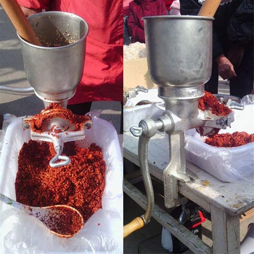 Corn Grinder Mill, Manual Stainless Steel Grain Mill with Hand Crank & Table Clamp Design, Large Hopper Grain Grinder Home Use Hand Cranking Operation for Nut, Coffee, Grain, Seeds, Corn, Spices