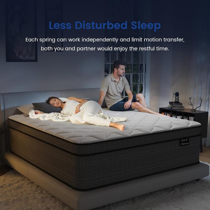 King Size Mattress, 12 Inch Firm Hybrid King Bed Mattress in a Box, with Gel Memory Foam and Individual Pocket Springs, Motion Isolation, Strong Edge Support & Pressure Relief