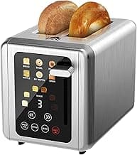 Touch screen Toaster 2 slice,Stainless Steel Digital Timer Toasters with Sound Function,6 Bread Types & 6 Shade Settings,Smart Extra Wide Slots Toaster with Bagel,Defrost Functions