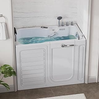 Empava Walk In Tub for Seniors,54" x 30'' Right Drain,12 Air & 13 Whirlpool Massage Jets Bathtub,with built-in Heater,2 Safety Handrail,19.25" Wide Right Outswing Door,Slip-Resistant Floor,Acrylic