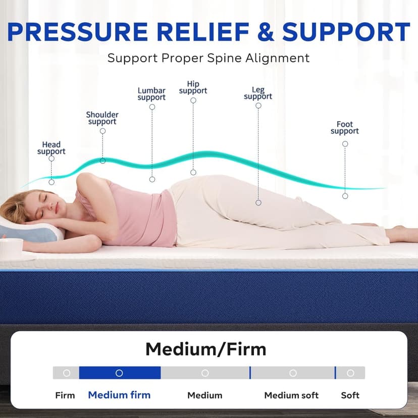 6 Inch Twin Gel Cooling Memory Foam Mattress, Pressure Relief, Medium Firm Support，Mattress in a Box, CertiPUR-US Certified