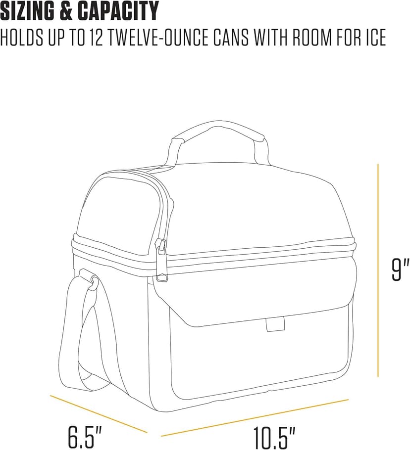 Carhartt 12 Can Two Compartment Lunch Box | Durable, Fully-Insulated Lunch Bag for Women & Men, Large Lunchbox (Black)