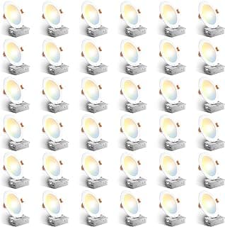 Amico 36 Pack 6 Inch 5CCT Ultra-Thin LED Recessed Ceiling Light with Junction Box, 2700K/3000K/3500K/4000K/5000K Selectable, 12W Eqv 110W, Dimmable Can-Killer Downlight, 1050LM Brightness - ETL&FCC