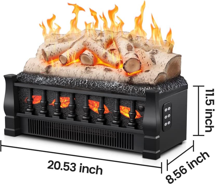 21 Inches Electric Fireplace Insert Log Heater, 5 Flame Brightness, Multiple Flicker Speed, 750w/1500w Heating, Remote Control, Auto Shut Off