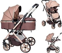 Baby Stroller Newborn Foldable Pushchair with Adjustable Canopy Folding High Landscape Infant Carriage, Anti-Shock Toddler Pushchair