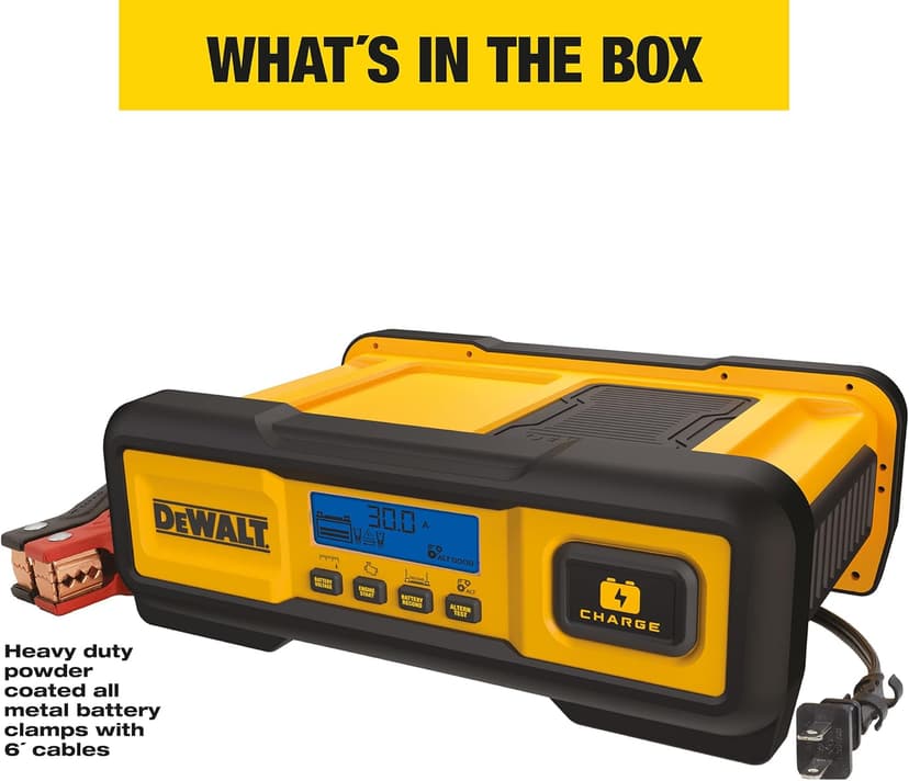 DEWALT DXAEC100 Professional 30-Amp Battery Charger and 3-Amp Maintainer with 100-Amp Engine Start
