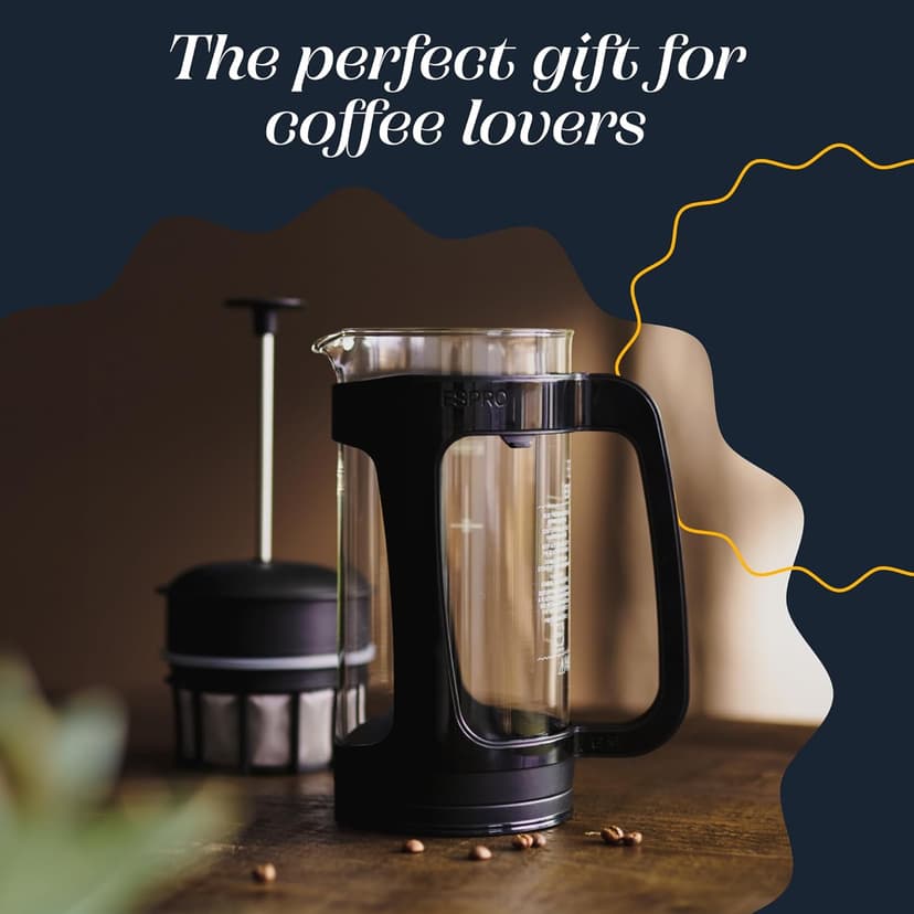 ESPRO - P3 French Press Coffee Maker – Patented Double Microfilter for Sludge and Grit Free Coffee, Black, 32 oz