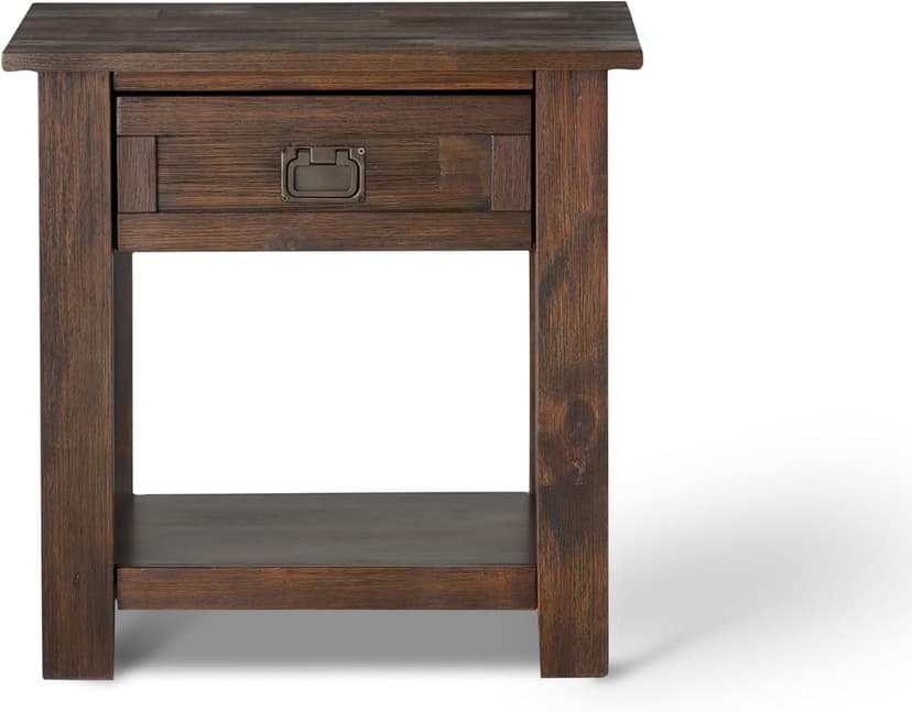 SIMPLIHOME Monroe SOLID ACACIA WOOD 22 inch Wide Square Rustic End Side Table in Distressed Charcoal Brown for the Living Room and Bedroom