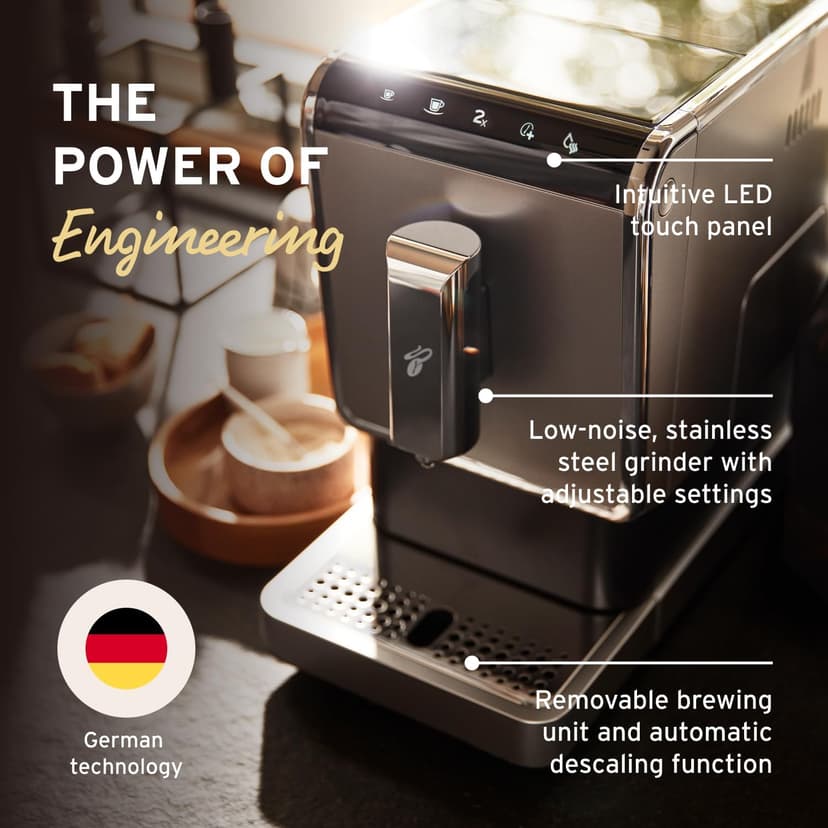 Tchibo Automatic Espresso & Coffee Machine Bundle with Built-in Grinder, Comes With 3 x 12 oz. Bags of Whole Bean Coffee, Red