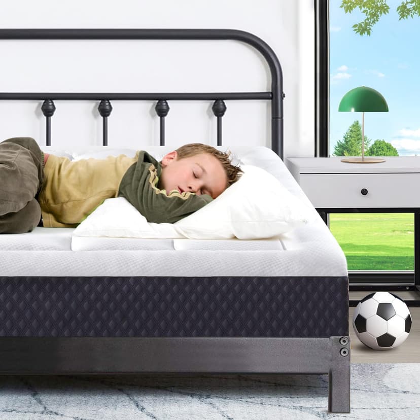 5 Inch Twin Mattress for Kids Adults Single Bed, Breathable Gel-Memory Foam Plus Pillowtop Mattress in a Box for Pressure Relief, CertiPUR-US Certified, Fiberglass-Free