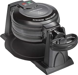 Hamilton Beach 26201 Belgian Waffle Maker with Removable Nonstick Plates, Double Flip, Makes 2 at Once, Black
