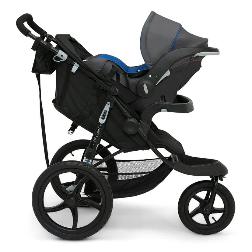 Delta Children Apollo Jogging Stroller - Shock Absorbing Frame with Large Canopy & Recline - Car Seat Compatible, Black