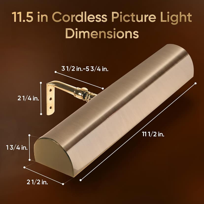 Concept Lighting 102L Concepdesigns Dimmable Wireless Picture Wall, Art, Library Light Battery Operated w/Remote Control, 11.5 inch, Antique Brushed Bronze