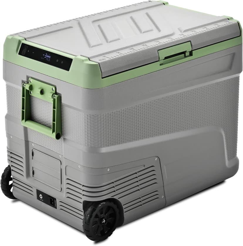 EUHOMY 12 Volt Refrigerator, 58QT Electric Cooler Usable Battery, Car Refrigerator 0℉~68℉, 12V Fridge 12/24V DC 110-240V AC, Portable Freezer with Wheels for Camping, Travel, Truck, Outdoor