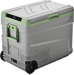 EUHOMY 12 Volt Refrigerator, 58QT Electric Cooler Usable Battery, Car Refrigerator 0℉~68℉, 12V Fridge 12/24V DC 110-240V AC, Portable Freezer with Wheels for Camping, Travel, Truck, Outdoor