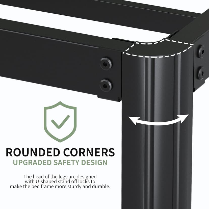 7 Inch Low Queen Bed Frame with Rounded Corner Legs, 2000 LBS Heavy Duty Metal Slats Support Queen Platform Bed Frame No Box Spring Needed, Easy Assembly, Black