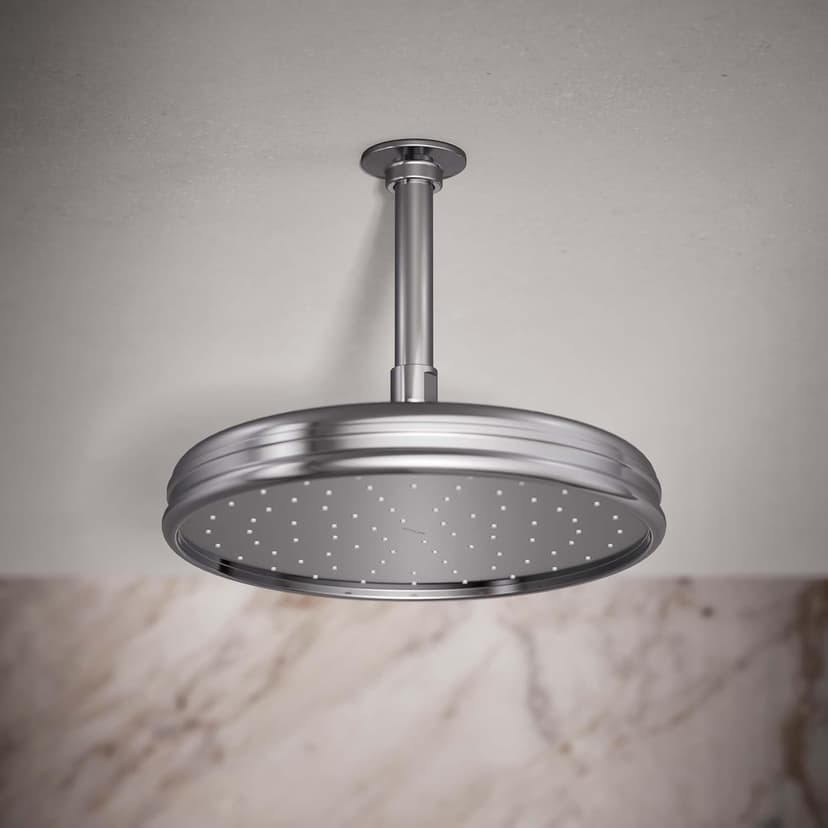 KOHLER 13696-CP 10-inch Single-Function Rainhead, Traditional Rain Shower Head, Round Rainfall Shower Head, 2.5 GPM, Polished Chrome
