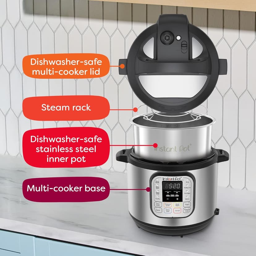 Instant Pot Duo 7-in-1 Electric Pressure Cooker, Slow Cooker, Rice Cooker, Steamer, Sauté, Yogurt Maker, Warmer & Sterilizer, Includes App With Over 800 Recipes, Stainless Steel, 6 Quart