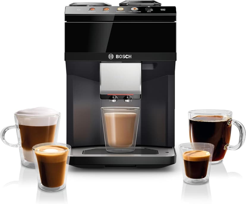 Bosch 500 Series Fully Automatic Espresso Machine – Touch Control Panel, Milk Hose, Ceramic Grinder, Uses Beans & Ground Coffee, 9 One-Touch Drinks, in Black TPU40109