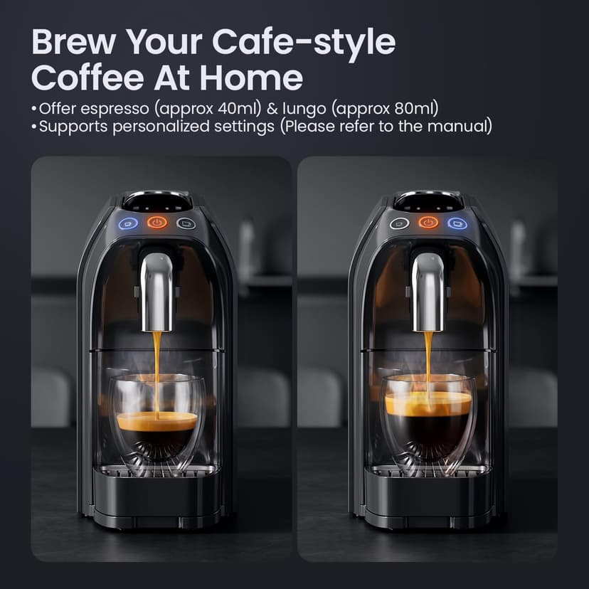 Espresso Capsule Machine Single Serve Coffee Maker Compatible with N Original Pods - 20Bar Barista Pump for Home Espresso & Lungo, Kitchen, Office