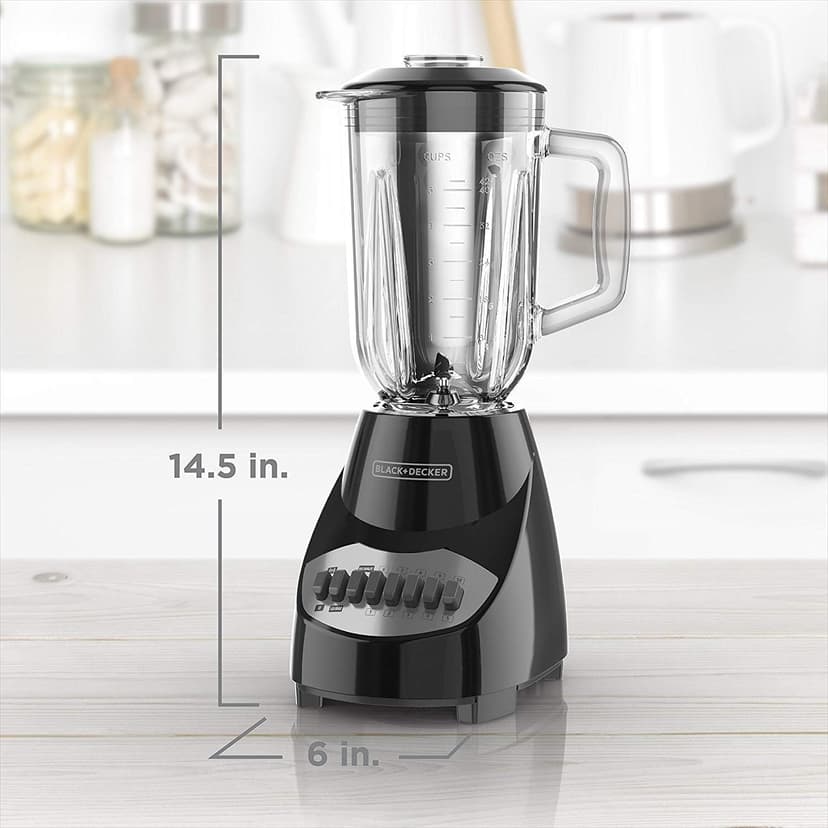 BLACK+DECKER 10-Speed Countertop Blender, Pulse Button, 6-Cup Glass Jar, Dishwasher-Safe, Stainless Steel Blade, Suction Feet