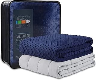 Cooling Weighted Blanket Twin with Removable Cover for Adult,Heavy Blankets 15 lbs, Minky Plush Coolmax Washable Covers Included ,Weight Distribution with Premium Glass Beads, 48x72 15 lbs Navy