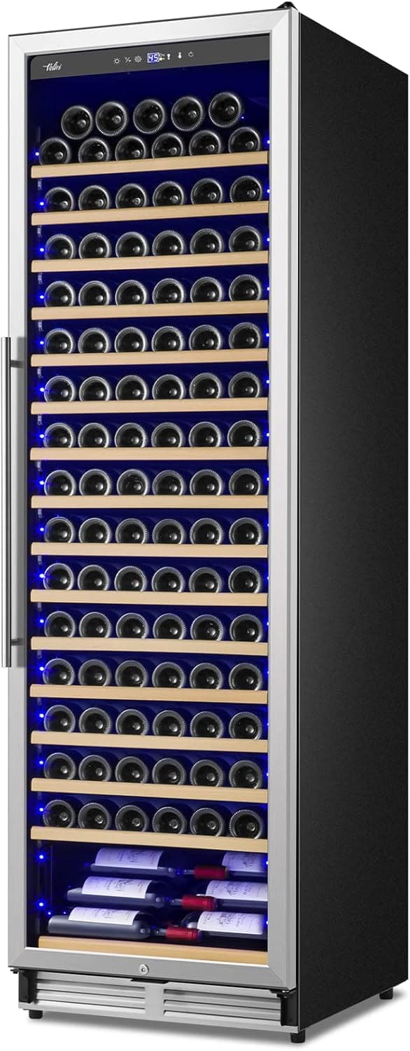Upgraded 24 Inch Wine Cooler Refrigerator, 190 Bottles Wine Fridge with Professional Temperature Control System, Freestanding or Built-in installation, Quiet Operation