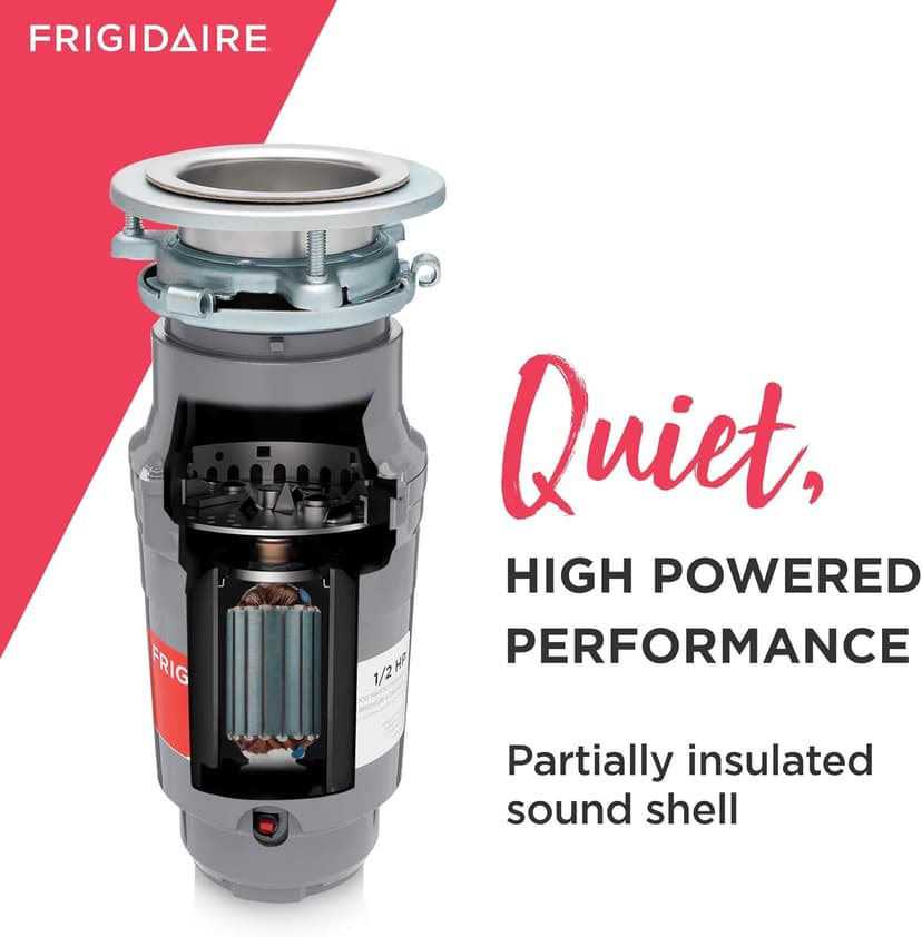 Frigidaire 1/2 HP Direct Wire Garbage Disposal for Kitchen Sinks | FF05DISPD1, Gray