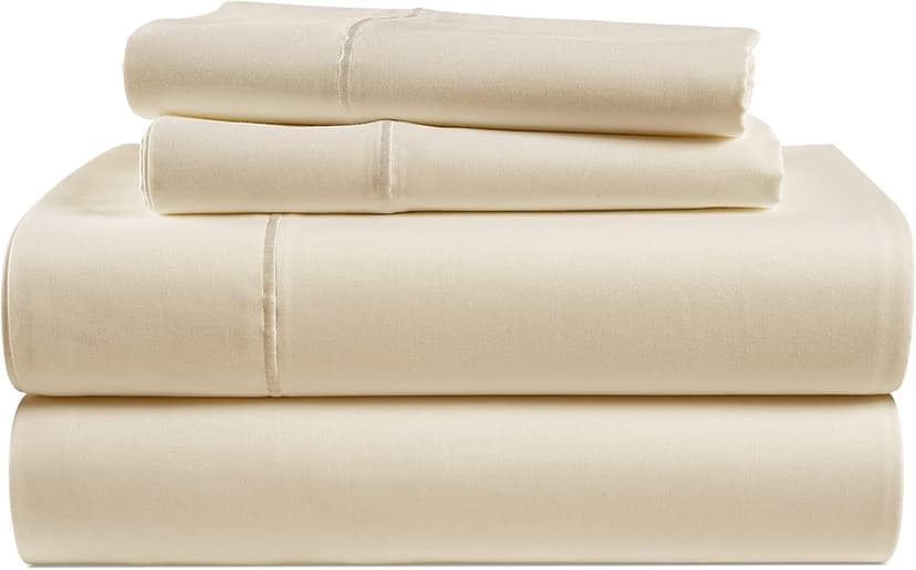 LANE LINEN 100% Egyptian Cotton 1000 TC King Bed Sheets, Eco Friendly No Pill Naturally Cooling Sheet King Size, Soft & Comfy Sateen Weave Silky Smooth Finish, Available in Variety of Colors -Ivory