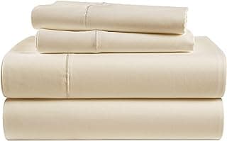 LANE LINEN 100% Egyptian Cotton 1000 TC King Bed Sheets, Eco Friendly No Pill Naturally Cooling Sheet King Size, Soft & Comfy Sateen Weave Silky Smooth Finish, Available in Variety of Colors -Ivory