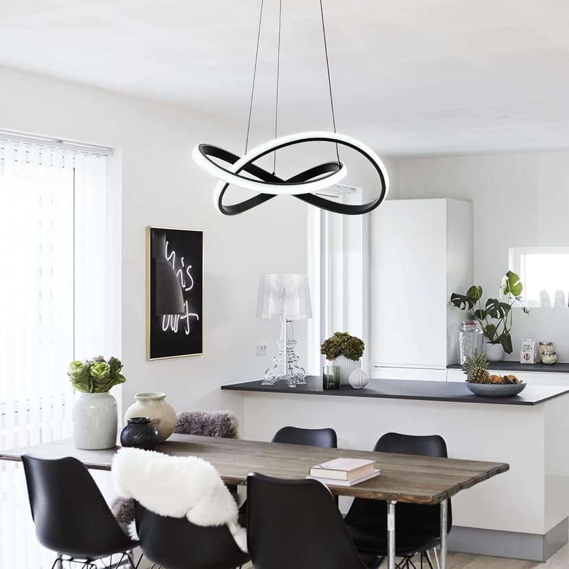 MAYNA Modern LED Pendant Light Fixture, Contemporary LED Chandelier with Irregular Ring Lights, Adjustable Modern Chandeliers for Dining Room Kitchen Entryway Living Room Bedroom, 6000K Daylight