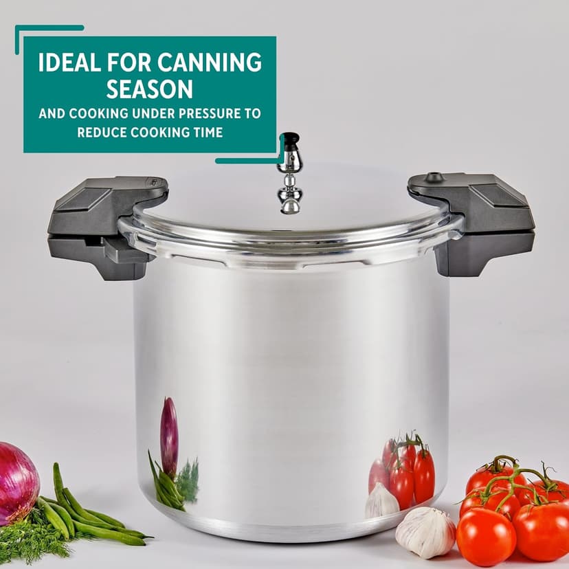 Mirro - 7114000221 Mirro 92122A Polished Aluminum 5 / 10 / 15-PSI Pressure Cooker / Canner Cookware, 22-Quart, Silver