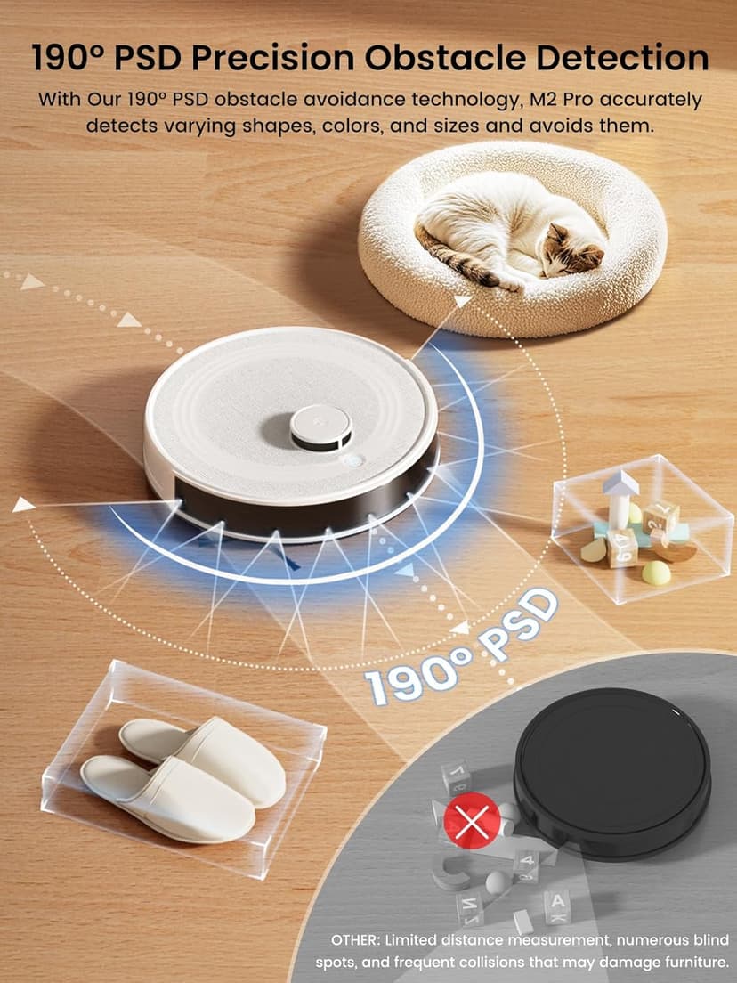 Lefant LiDAR Robot Vacuum and Mop, 45-Day Self-Emptying, 190° PSD Obstacle Avoidance, Customized Cleaning, Multi-Floor Mapping, 5500Pa Strong Suction, 140 Min Runtime, WiFi/Alexa/APP, M2 Pro