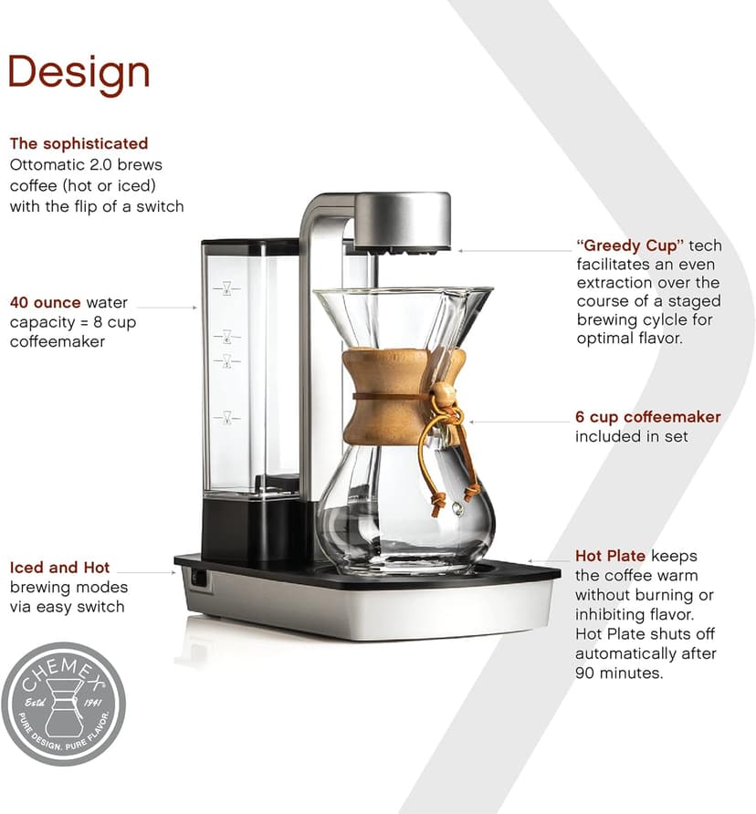 Chemex Ottomatic Coffeemaker Set - 40 oz. Capacity - Includes 6 Cup Coffeemaker