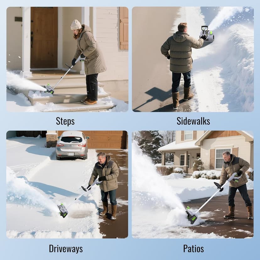 Cordless Snow Shovel, 13" Electric Snow Blower 20V, 4 Ah Battery 300lb/min Snow Removal, 19FT Throw Distance, Lightweight 12lb for Driveway/Steps/Patio/Sidewalk