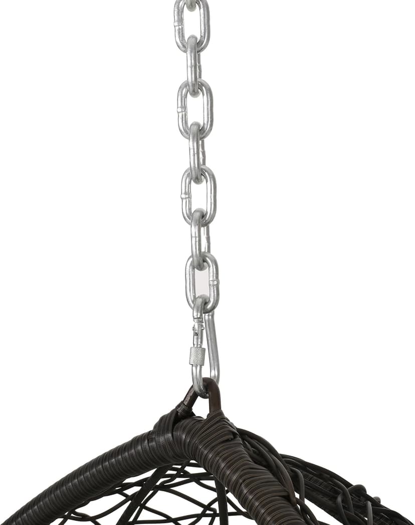 Outdoor Hanging Egg Chair with 8FT Chain, Patio Wicker Swing Egg Basket Chairs, Rattan Basket Hanging Chair Without Stand, Indoor Outdoor Wicker Hammock Egg Chair, Ideal for Patio Garden, Khaki Brown