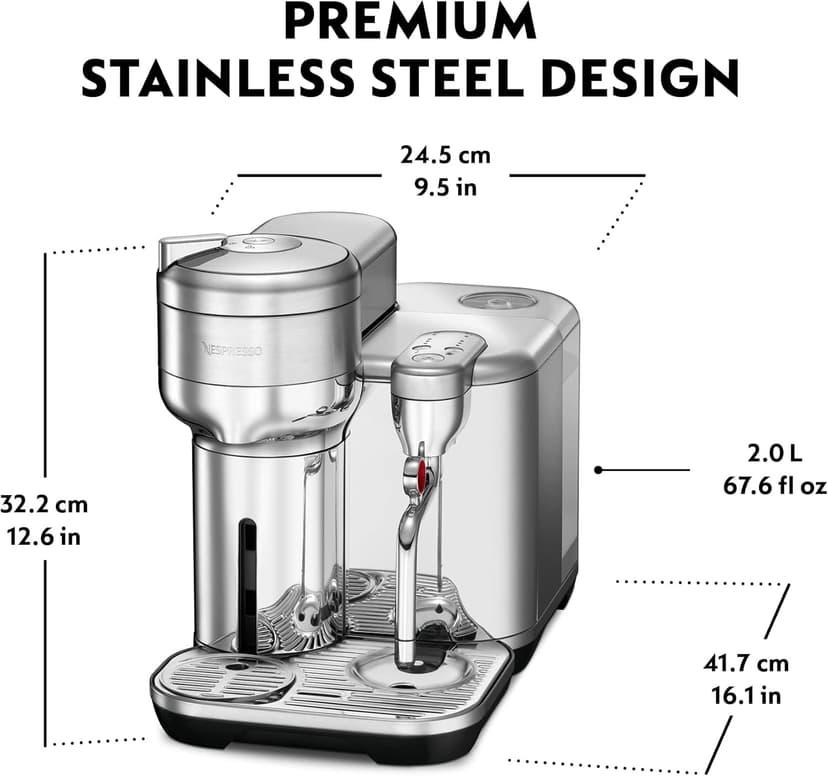 Nespresso Breville Vertuo Creatista BVE850BSS, Brushed Stainless Steel